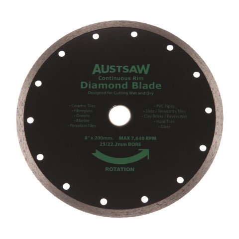 AUSTSAW 200MM( 8IN) DIAMOND BLADE 25/22.2MM BORE CONTINUOUS RIM